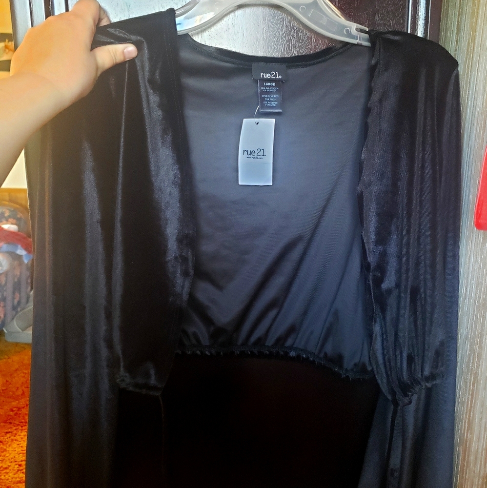 Rue 21 Tie crop top, bell sleeves